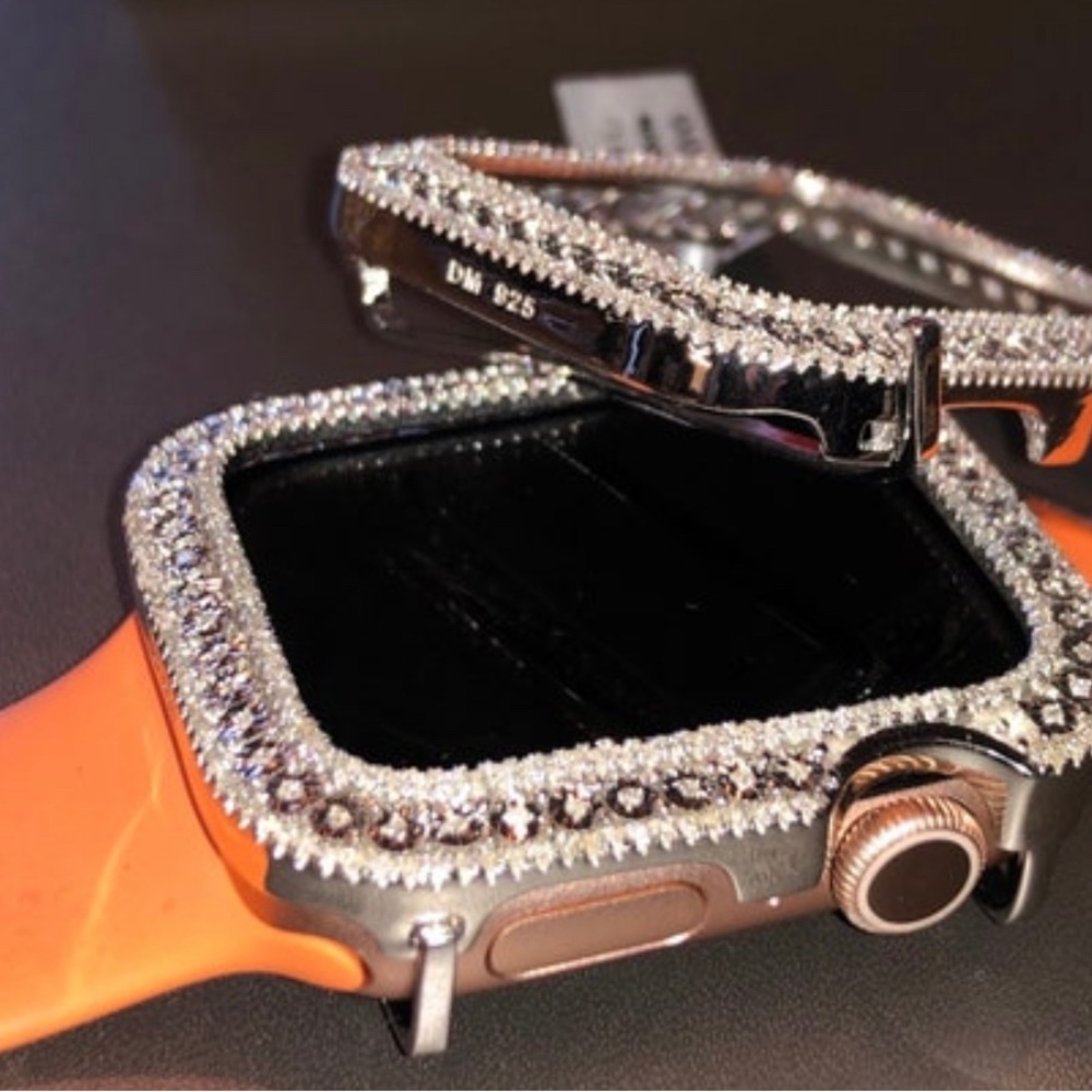 Real diamond Apple Watch bezel for series 8 Genuine diamonds NOT CZ 45mm, 41mm - Picture 13 of 15